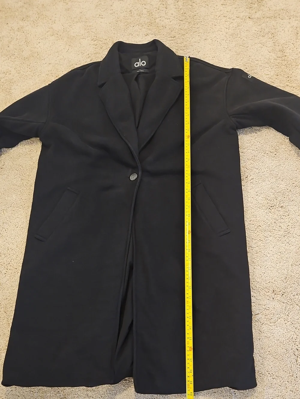 ALO Lined Yoga Black Single-Button Trench Coat Sz L